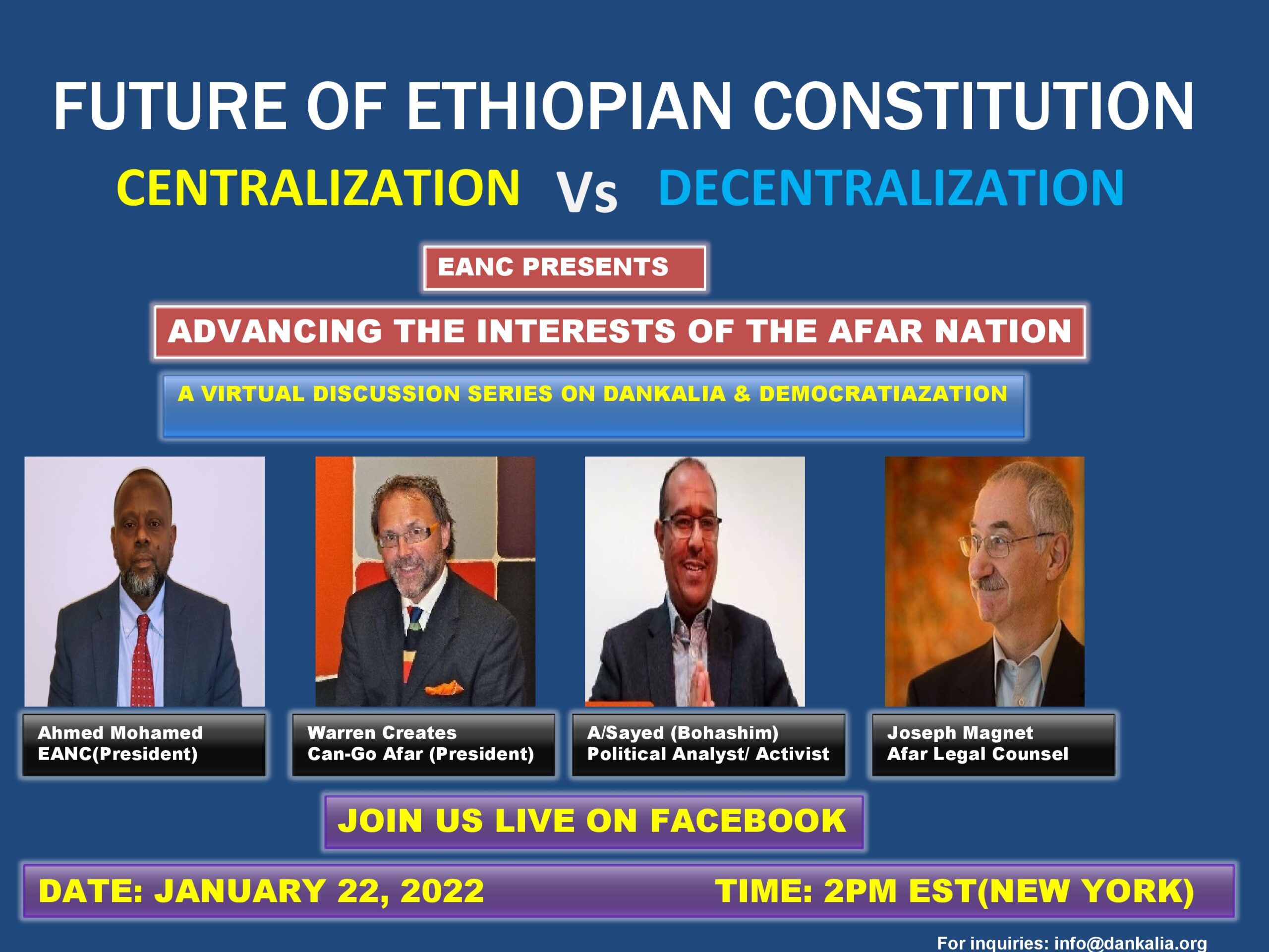 Virtual Conference: ‘Advancing the Interests of the Afar Nation’, 22 January 2022